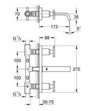 Grohe  ALLURE 3-H Basin Mixer Wall Mounted 20144  **2 only  ** 