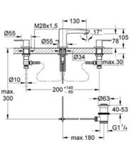 GROHE 20208002  EUROSTYLE COSMO 3 hole basin mixer