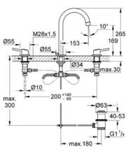 GROHE CONCETTO 20216001 3 hole Basin Mixer, high spout