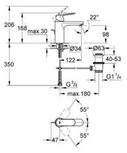 GROHE EUROSMART COSMO 23325 Basin Mixer medium height with pop up waste