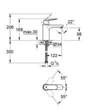 GROHE EUROSMART COSMO 23327 Basin Mixer Medium Height smooth body