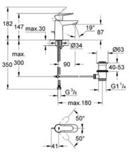 Grohe 23356 BAU EDGE Basin Mixer with pop up waste