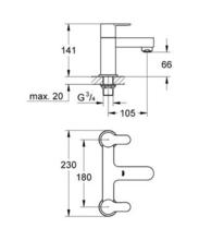 GROHE 2510002 EUROSTYLE COSMO 2 hole Bath Filler  suits HIGH or LOW pressure