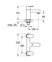 Grohe 25128  EUROSMART COSMO Bath Filler, 2 hole deck mounted