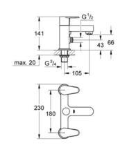 Grohe EURODISC COSMO 25141002 Bath/Shower Mixer deck mounted