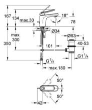 GROHE 32183 Basin Mixer 1/2inch with PUW