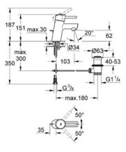 3220210L CONCETTO Basin Mixer PUW for HIGH or LOW pressure