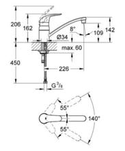 GROHE ** offer 1 only  ** 32750 EURODECO Kitchen Mixer, low spout