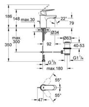 GROHE EUROSMART COSMO 3282500L Basin Mixer with pop up waste