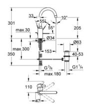  Grohe 32830  EUROSMART COSMO High Spout Basin Mixer with PUW