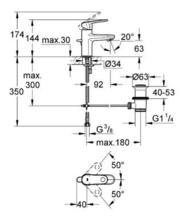 GROHE 33156002 Basin Mixer 1/2 inch SMALL with PUW