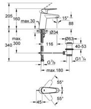 Grohe EURODISC COSMO 3319020L Basin Mixer with pop up waste