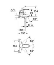 33304001  EUROSMART Bath/Shower Mixer Wall MTD