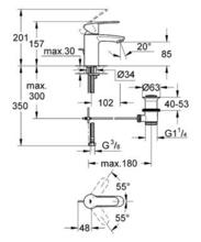 GROHE 3355220L  EUROSTYLE COSMO Basin Mixer PUW,  LOW pressure