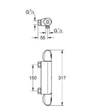 GROHE 34146003 Grohtherm 1000 Exposed Thermostatic Shower Mixer (no wall unions)