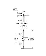 Grohe 34323002 Grohtherm 1000 COSMO M Bath/Shower mixer (no unions)