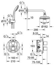 GROHE 34399 G3000 COSMO (round) with 160mm Headshower & Handshower