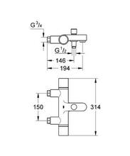  ** for LOW pressure  **  GROHE 34448 Grohtherm 1000 COSMO Thermostatic Bath/Shower Mixer 1/2 inch