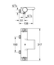 34484001 Grohtherm 2000  Thermostatic Bath/Shower Mixer exposed 