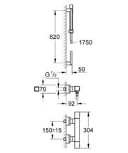 GROHE 34516 Grohtherm CUBE  Thermostatic Shower Mixer with Kit