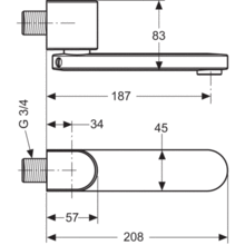 Ideal Standard A3923AA MOMENTS Wall Mounted Swivel Bath Spout