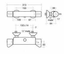 <font color=red>one only </font>A4127AA Ideal Standard CONTOUR 21 Exposed Thermostatic Shower Mixer
