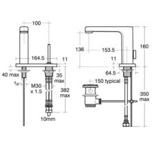 Ideal Standard   ** 1 only  ** A4478AA SIMPLY U Single lever Basin Mixer, rectangle Spout, puw, 1 oval escutchen