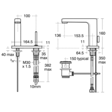 Ideal Standard A4479AA SIMPLY U Single lever Basin Mixer, rectangle Spout, puw ** 3 only  **   