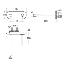 Ideal Standard   ** 1 only  ** A4482AA SIMPLY U Single lever Wall Basin Mixer, rectangle Spout, puw