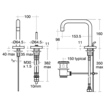 Ideal Standard ** 1 only  **  A4484AA SIMPLY U Single lever Basin Mixer, cylindrical Spout, puw