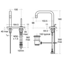 Ideal Standard  A4485AA SIMPLY U Single lever Basin Mixer, cylindrical Spout, puw  **2 only**