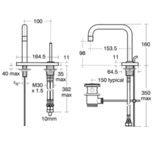 Ideal Standard   ** 3 only  ** A4486AA SIMPLY U Single lever Basin Mixer, cylindrical Spout, puw