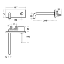 A4490AA SIMPLY U Single lever Wall Basin Mixer, cylindrical Spout