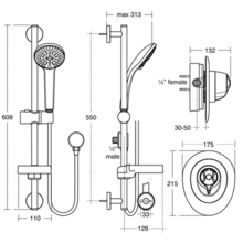 L5782AA Built in CTV Valve & 3 function BIV Shower Kit, Thermostatic, chrome