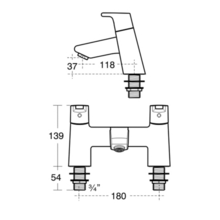 Ideal Standard ** 1 only  ** B0247AA ACTIVE 2 Hole Rim Mounted Bath Filler