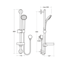 B9408 B9410 IDEALRAIN Sliderail Kit, choice of 80mm Handset 