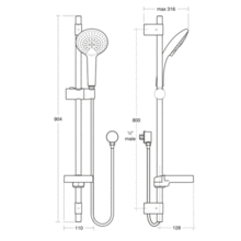 Ideal Standard B9426 IDEALRAIN Sliderail Shower Kit with LARGE 120mm Handset 900mm rail