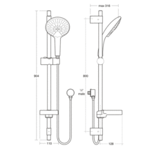 Ideal Standard B9433 IDEALRAIN Sliderail Shower Kit with X LARGE140mm Handset, 900mm rail
