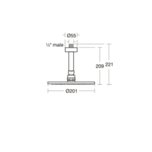 Ideal Standard B9439 IDEALRAIN 200mm HeadShower with vertical arm