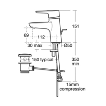 Ideal Standard B9915AA CONCEPT BLUE Basin Mixer with pop up waste