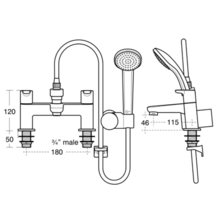 Ideal Standard   B9930AA CONCEPT BLUE 2H Bath/Shower Mixer with Shower Set