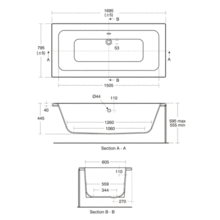 E002301 WHITE Idealcast rectangular bath (170 x 80cm)