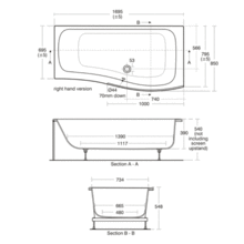 E317101 E317201 CREATE Shower Bath 170x85cm