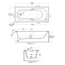 STUDIO rectangular Idealform  bath (170x75cm or 150x70cm)