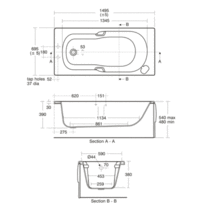 STUDIO rectangular Idealform  bath (170x75cm or 150x70cm)