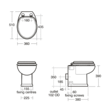 E480001  REFLECTIONS Traditional full back-to-Wall WC pan with horizontal outlet