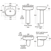 E618301 E618701 E621301 E621101 JASPER MORRISON 50cm/55cm Pedestal Basin