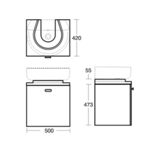 E6447 E6448 E6449 E6450 Concept wall hung Sphere or Arc Basin unit with one drawer, 