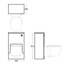 E6453 E6455 CONCEPT 300mm deep w.c. base unit with cistern and push button , 