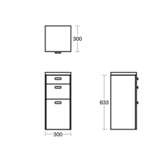 E6457 CONCEPT 300 x 300mm Wall hung unit with three drawers